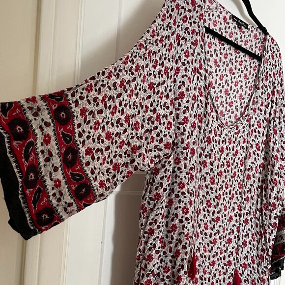 AVA CHRISTINE Bohemian Floral Paisley V-Neck Tunic Top Mini-Dress 3X - Picture 2 of 5